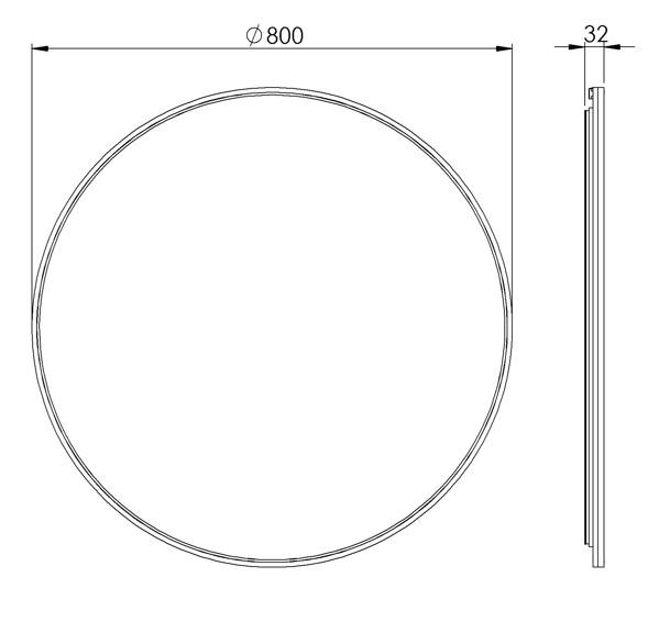 Cass&oslash;e Siena rundt spejl m/LED lys &Oslash;80 - Mat bronze