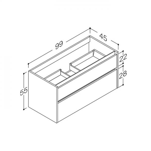 Str&oslash;mberg Lux 100 vaskeskab m/2 skuffer - Dyb bl&aring;