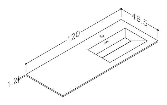 Str&oslash;mberg Corian 120 m&oslash;belvask - Vask til h&oslash;jre - Mat hvid