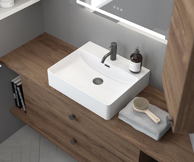 Dansani Cube 50 fritstående bowlevask - 1 hanehul - Med overløb Dansani Cube 50 fritstående bowlevask - 1 hanehul - Med overløb