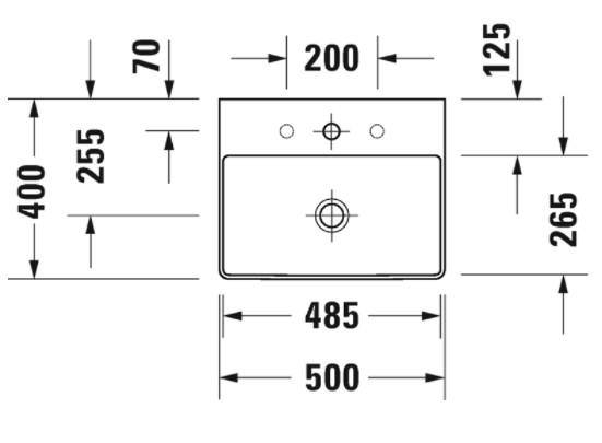 Duravit Durasquare 50 bowlevask op til væg - Uden hanehul - Uden overløb Duravit Durasquare 50 bowlevask op til væg - Uden hanehul - Uden overløb