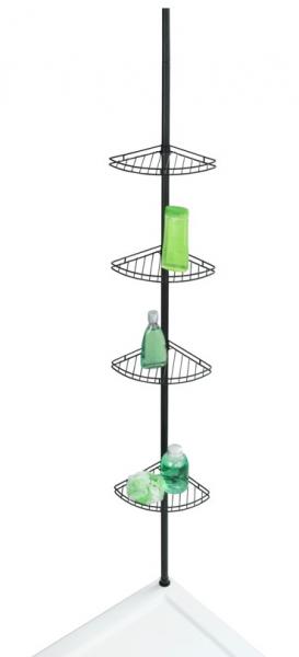 Wenko Prea teleskopisk hjørnehylde til bad - Mat sort - Skruefri Wenko Prea teleskopisk hjørnehylde til bad - Mat sort - Skruefri