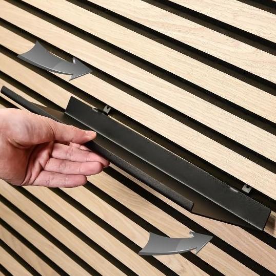 Sort hylde til akustikpanel - 40 cm - Vandret/lodret Sort hylde til akustikpanel - 40 cm - Vandret/lodret