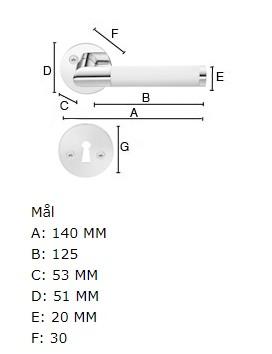 Beslagsboden indend&oslash;rs d&oslash;rgreb inkl n&oslash;gleskilt - Krom/hvid - S&aelig;t &aacute; 4 stk