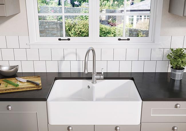 Blanco Villae Farmhouse 80 dobbelt køkkenvask i porcelæn Blanco Villae Farmhouse 80 dobbelt køkkenvask i porcelæn