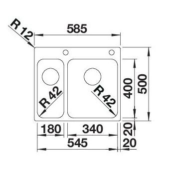 Blanco Solis 340/180-IF/A k&oslash;kkenvask MXI - H&oslash;jre - Rustfrit st&aring;l