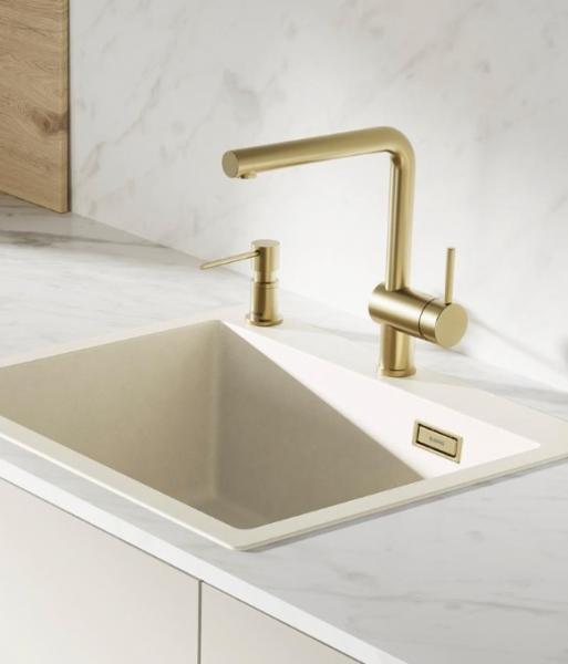 Blanco Naya 6 UX k&oslash;kkenvask m/Linus k&oslash;kkenarmatur - Satin gold/Soft white