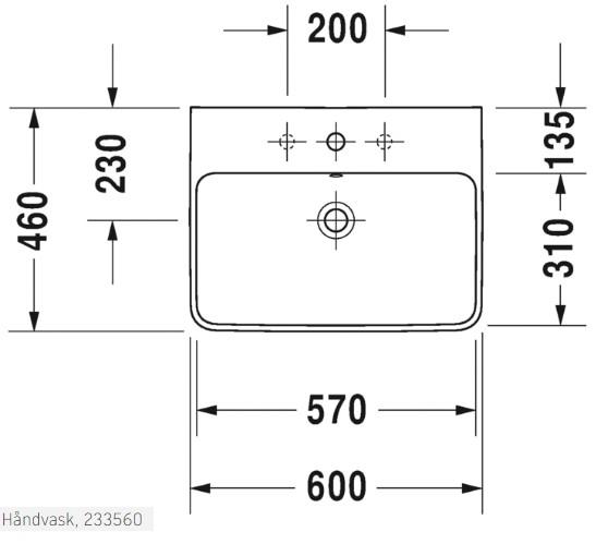 Duravit ME by Starck 60 håndvask t/væg Duravit ME by Starck 60 håndvask t/væg