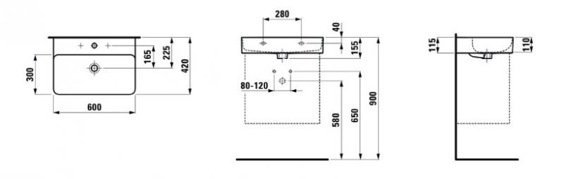 Laufen Base m&oslash;bels&aelig;t 60 m/Val h&aring;ndvask - Mathvid