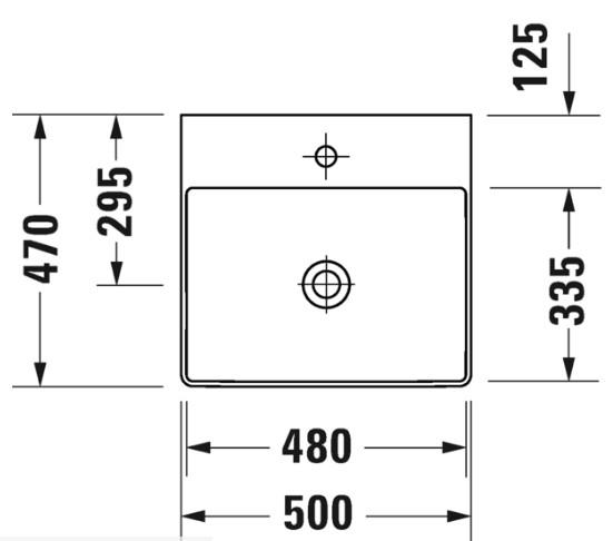 Duravit DuraSquare 50 bowlevask op til v&aelig;g - Uden overl&oslash;b