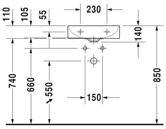 Outlet - Duravit DuraSquare h&aring;ndvask - 45 cm med slebet underkant