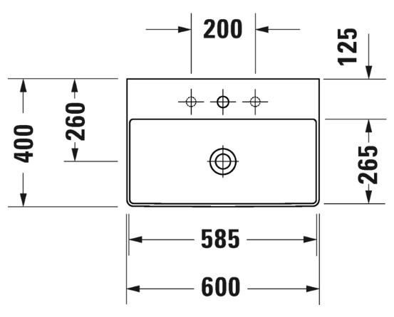 Duravit DuraSquare 60 compact h&aring;ndvask t/v&aelig;g eller m&oslash;bel - Uden hanehul - Uden overl&oslash;b