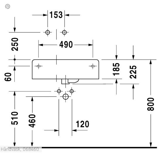 Duravit Scola 60 h&aring;ndvask t/v&aelig;g eller m&oslash;bel - Vask i venstre side - Forlokket hanehul