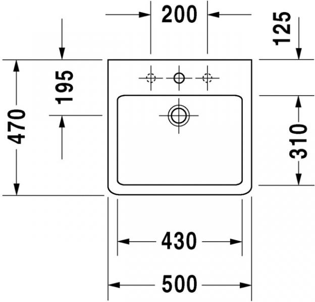 Duravit Vero 50 bowlevask op til væg - 1 hanehul Duravit Vero 50 bowlevask op til væg - 1 hanehul