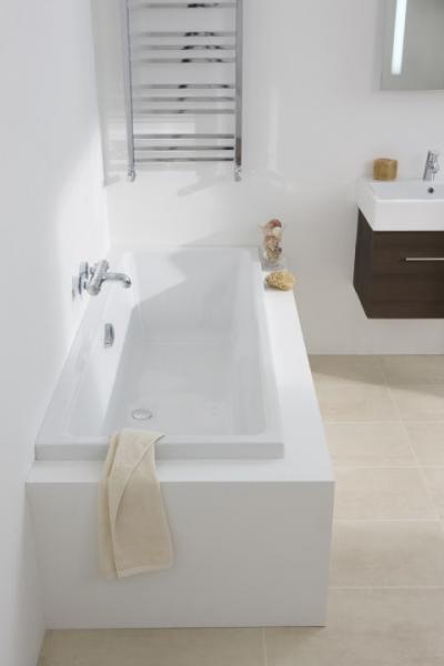 Str&oslash;mberg Quantum badekar t/indbygning - 160 x 70 - 1 rygl&aelig;n