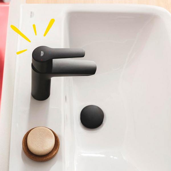 Grohe Start S håndvaskarmatur m/koldstart og push open bundventil - Mat sort Grohe Start S håndvaskarmatur m/koldstart og push open bundventil - Mat sort