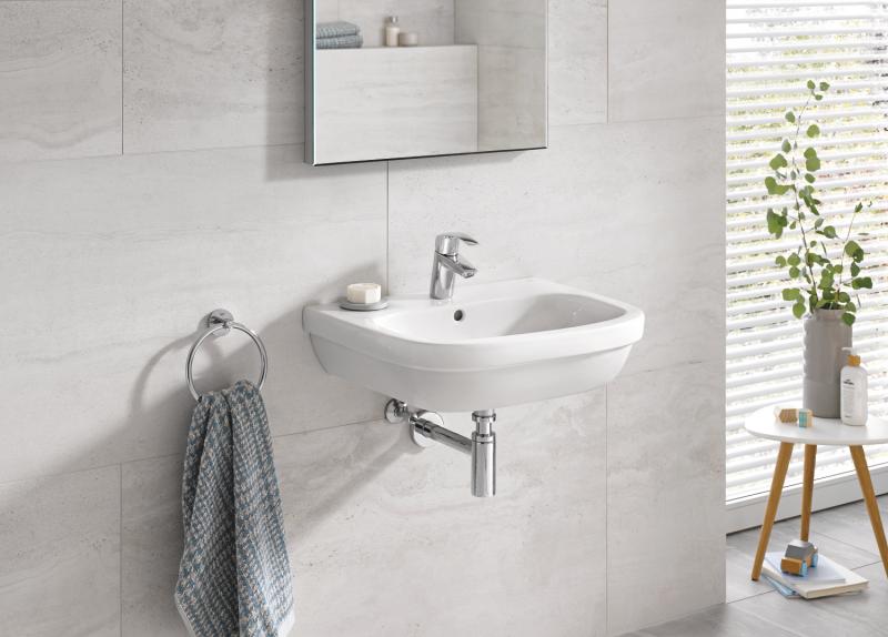 Grohe Eurosmart h&aring;ndvaskarmatur m/bundventil og vandsparer