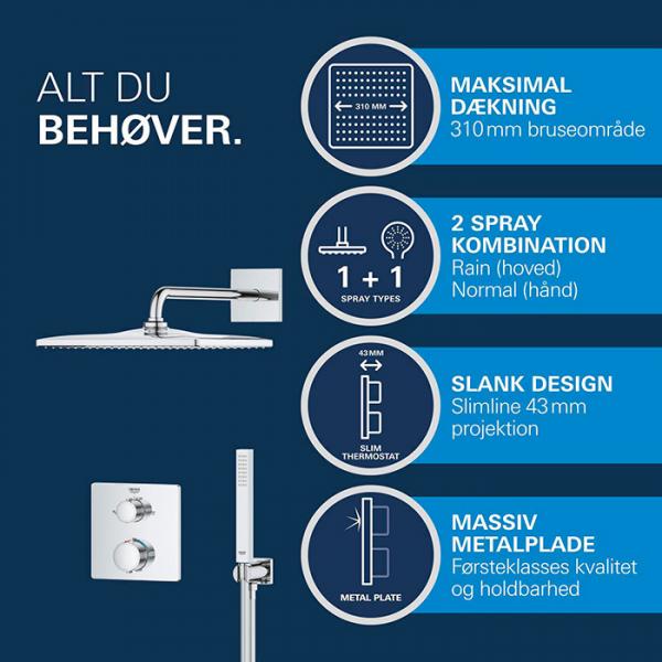 Grohe Precision Cube 310 komplet brusesystem til indbygning - Krom Grohe Precision Cube 310 komplet brusesystem til indbygning - Krom