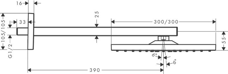Hansgrohe Raindance E 300 hovedbruser til væg - Børstet bronze Hansgrohe Raindance E 300 hovedbruser til væg - Børstet bronze