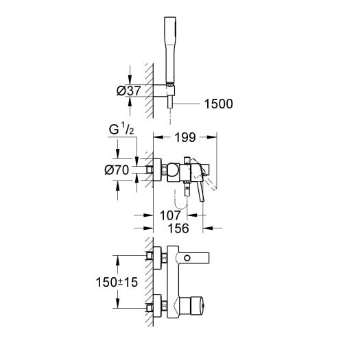 Grohe Concetto brusearmatur til kar inkl. håndbruser Grohe Concetto brusearmatur til kar inkl. håndbruser
