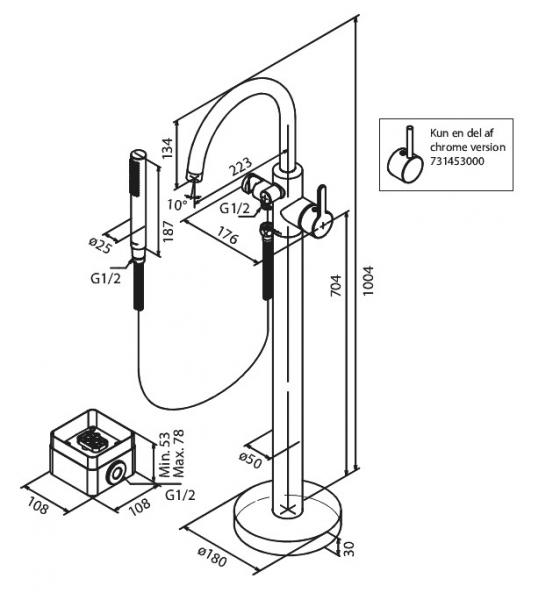 Damixa Silhouet gulvst&aring;ende kararmatur - Krom