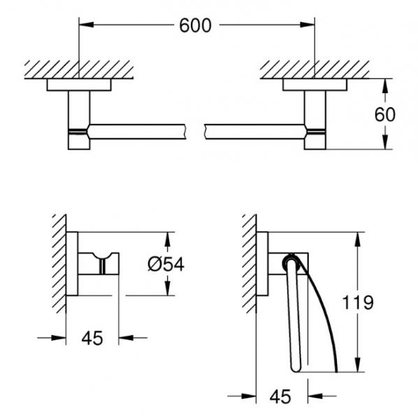 Grohe Essentials tilbeh&oslash;rss&aelig;t 3 i 1 - Steel