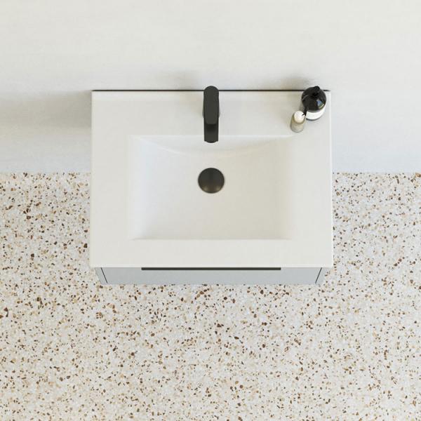 Dansani Mido+ Classic 61 m&oslash;bels&aelig;t m/Amber vask og 1 skuffe - Mat lysebl&aring;