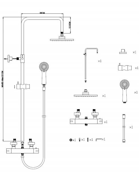 Nortiq komplet brusesystem &Oslash;22 - Mat sort