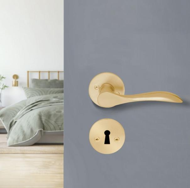 Beslagsboden indendørs dørgreb inkl nøgleskilt - Børstet messing Beslagsboden indendørs dørgreb inkl nøgleskilt - Børstet messing