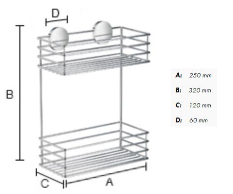 Beslagsboden selvkl&aelig;bende brusekurv - Dobbelt - Mat sort