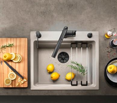 Blanco InFino strainer og firkantet overløbsskilt - Matsort Blanco InFino strainer og firkantet overløbsskilt - Matsort