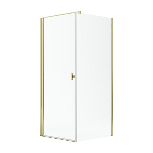 Str&oslash;mberg Noma 135 fast brusev&aelig;g m/svingd&oslash;r til venstre - 80 x 80 - Klar glas/poleret messing