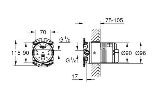 Grohe SmartControl komplet brusesystem m/SmartActive hovedbruser til indbygning - B&oslash;rstet Hard Graphite