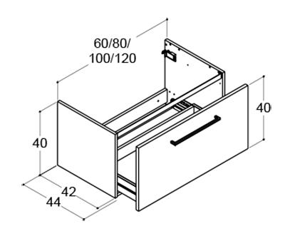 Dansani Mido+ 80 vaskeskab m/1 skuffe - Grå mat Dansani Mido+ 80 vaskeskab m/1 skuffe - Grå mat