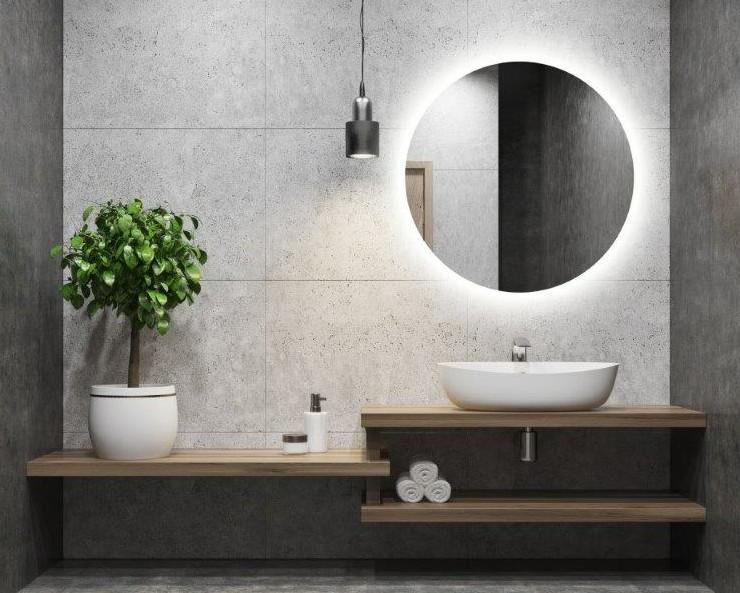 Puk rundt spejl m/backlight og varme - &Oslash;80 cm