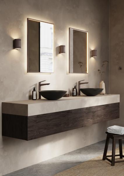 Cass&oslash;e Siena firkantet spejl m/LED lys - 60x80 cm - Mat bronze