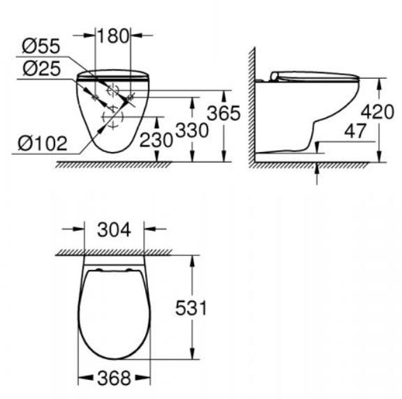 Grohe Bau Rimless toiletpakke inkl. sæde m/softclose, cisterne og messing betjening Grohe Bau Rimless toiletpakke inkl. sæde m/softclose, cisterne og messing betjening