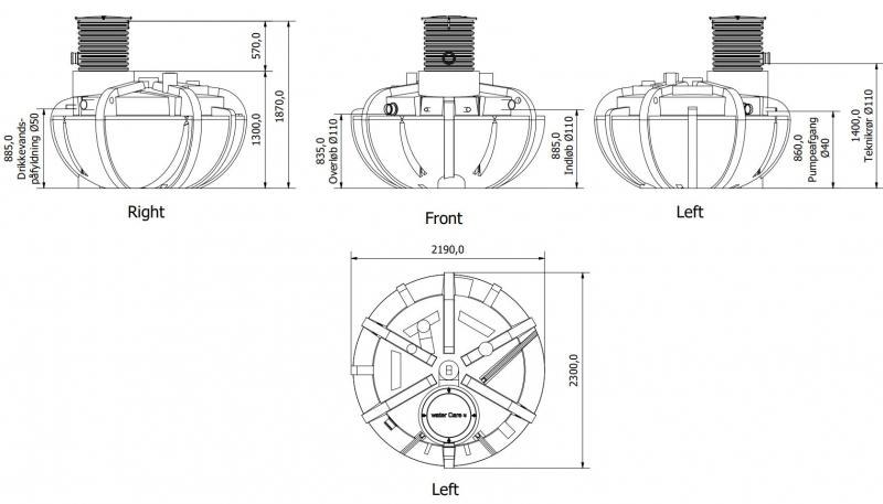 Watercare komplet regnvandsanl&aelig;g til hus 2500L