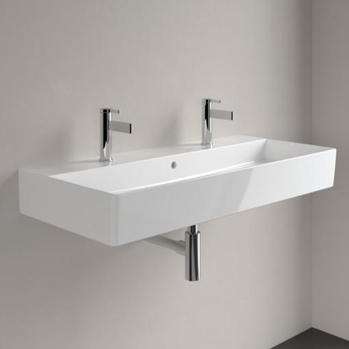 V&B Memento 2.0 100 h&aring;ndvask t/v&aelig;g - Med 2 hanehuller - Ceramic+