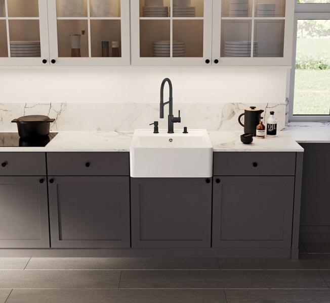 Blanco Panor 60 k&oslash;kkenvask i porcel&aelig;n m/2 hanehuller - Krystalhvid