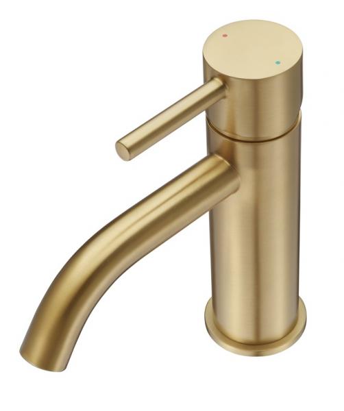 Nortiq Fordham håndvaskarmatur m/bundventil - Børstet messing Nortiq Fordham håndvaskarmatur m/bundventil - Børstet messing