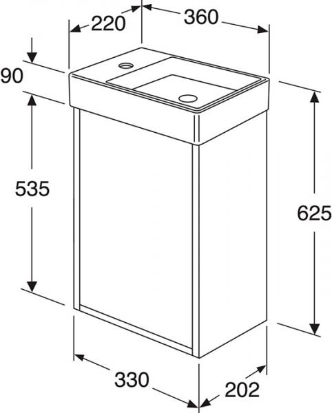 Gustavsberg Artic Small 33 m&oslash;bels&aelig;t - vask til h&oslash;jre - Hvid/hvid