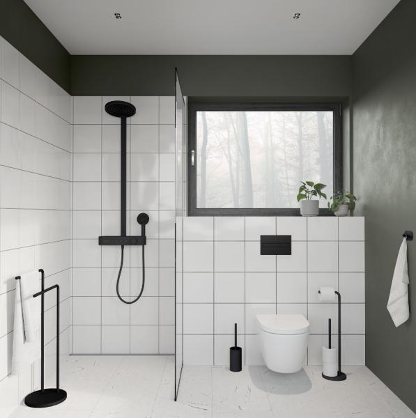 Beslagsboden dobbelt h&aring;ndkl&aelig;destang t/gulv - Mat sort