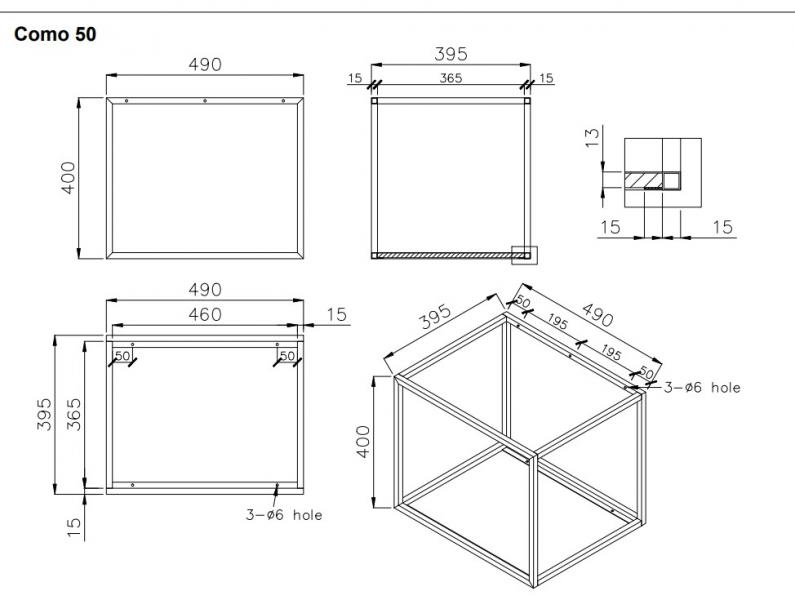 Cass&oslash;e Como 50 h&aring;ndvask t/v&aelig;g m/stel og hylde - Sort