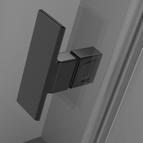 Str&oslash;mberg Noma 135 fast brusev&aelig;g m/svingd&oslash;r til venstre - 80 x 80 - Klar glas/mat sort