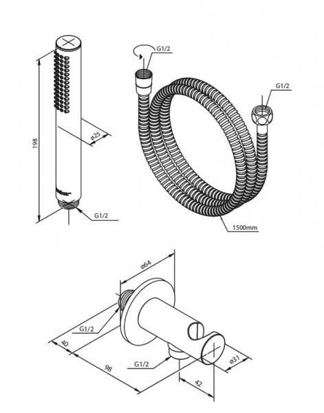 Damixa Silhouet komplet brusesystem til indbygning/loft - Børstet kobber Damixa Silhouet komplet brusesystem til indbygning/loft - Børstet kobber