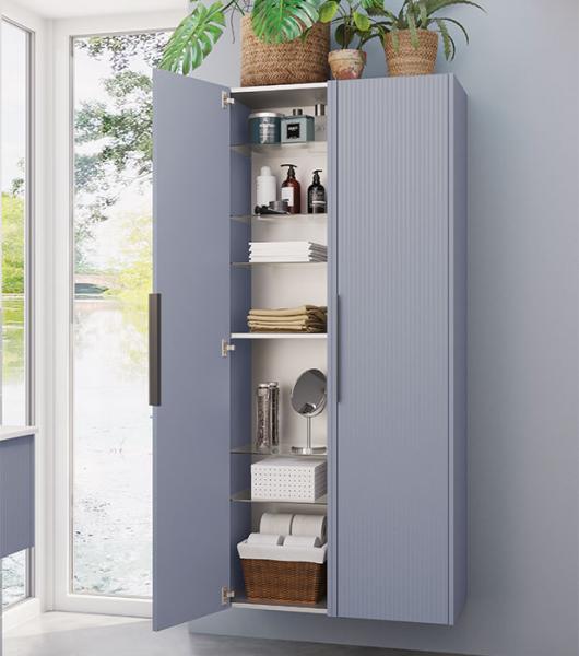 Dansani Mido+ Classic h&oslash;jskab m/1 l&aring;ge - Stribet/mat lysebl&aring;