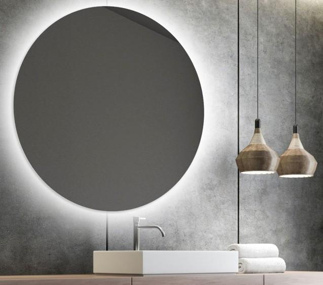 Puk rundt spejl m/backlight og varme - &Oslash;110 cm