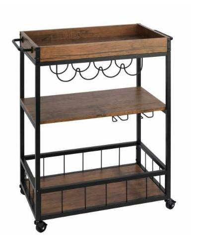 Wenko Rustico rullevogn til k&oslash;kken - Sort/Valn&oslash;dlook