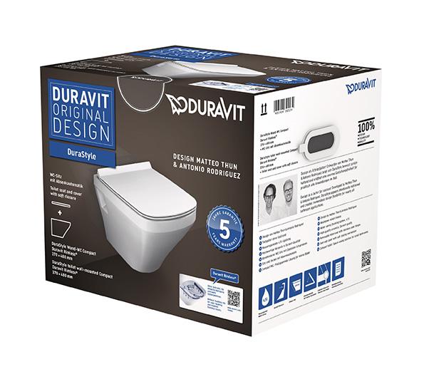 Duravit DuraStyle Compact Rimless v&aelig;gh&aelig;ngt toilet inkl. s&aelig;de